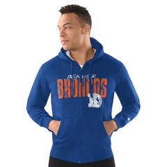 Denver Broncos Starter Distressed Classic Full-Zip Hoodie - Royal Hoodies
