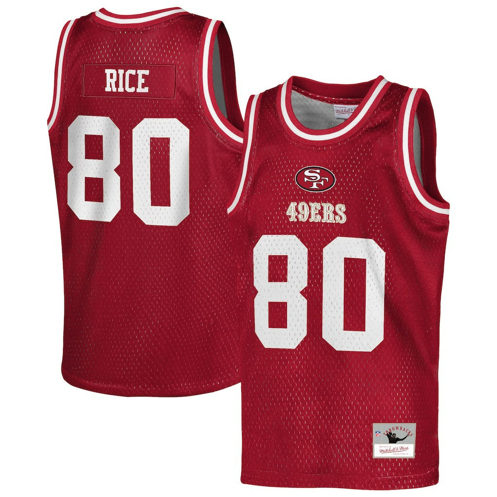 Jerry Rice San Francisco 49ers Youth Retired Player NFL Basketball Fashion Jersey - Scarlet Jerseys