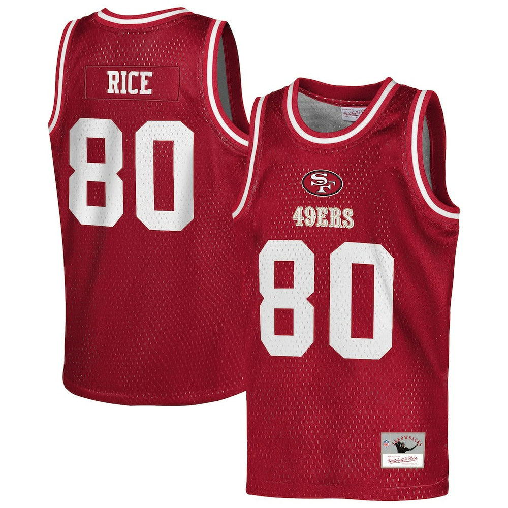 Jerry Rice San Francisco 49ers Youth Retired Player NFL Basketball Fashion Jersey - Scarlet Jerseys
