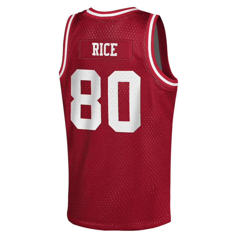 Jerry Rice San Francisco 49ers Youth Retired Player NFL Basketball Fashion Jersey - Scarlet Jerseys