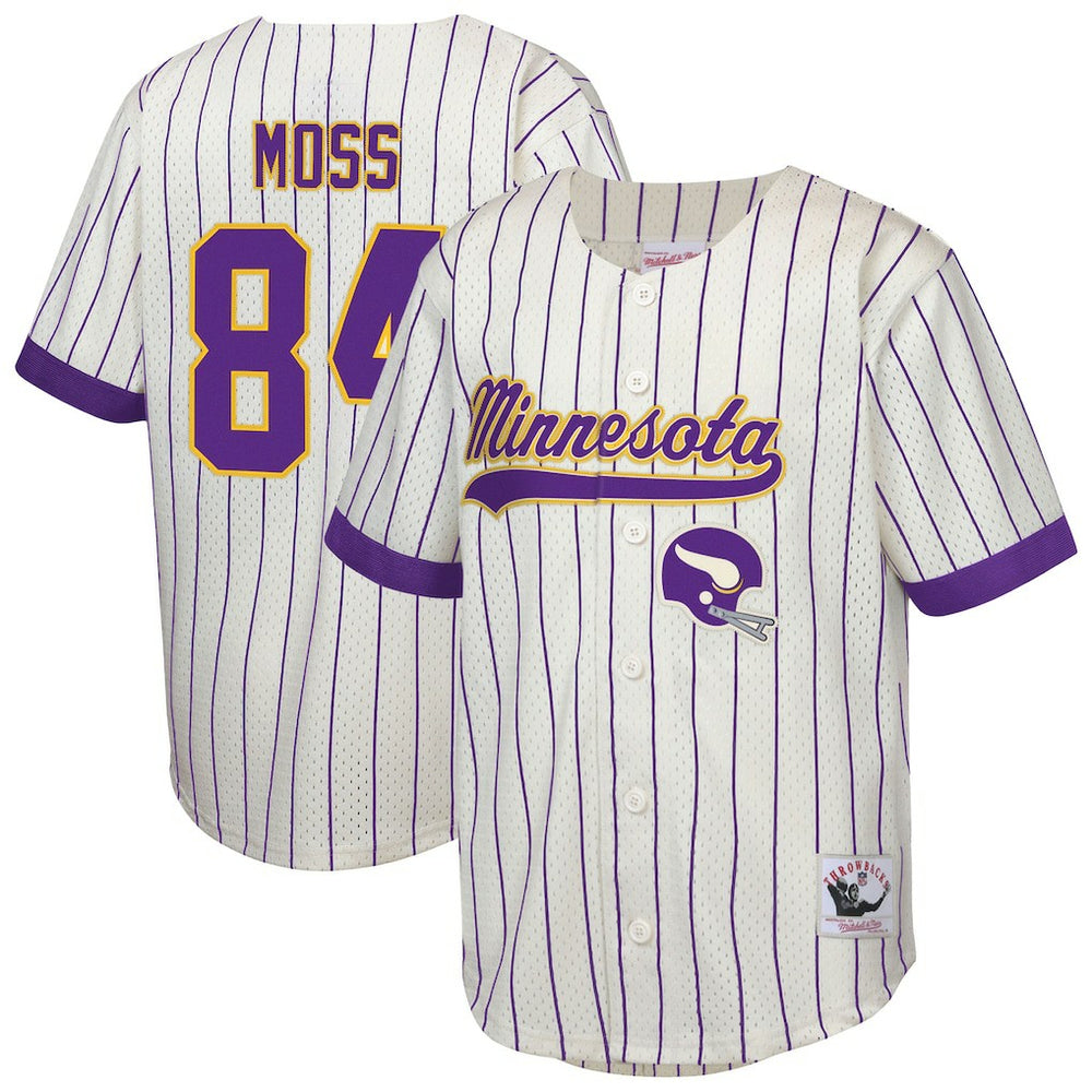 Randy Moss Minnesota Vikings Youth Retired Player Name & Number Baseball Jersey - Cream Jerseys