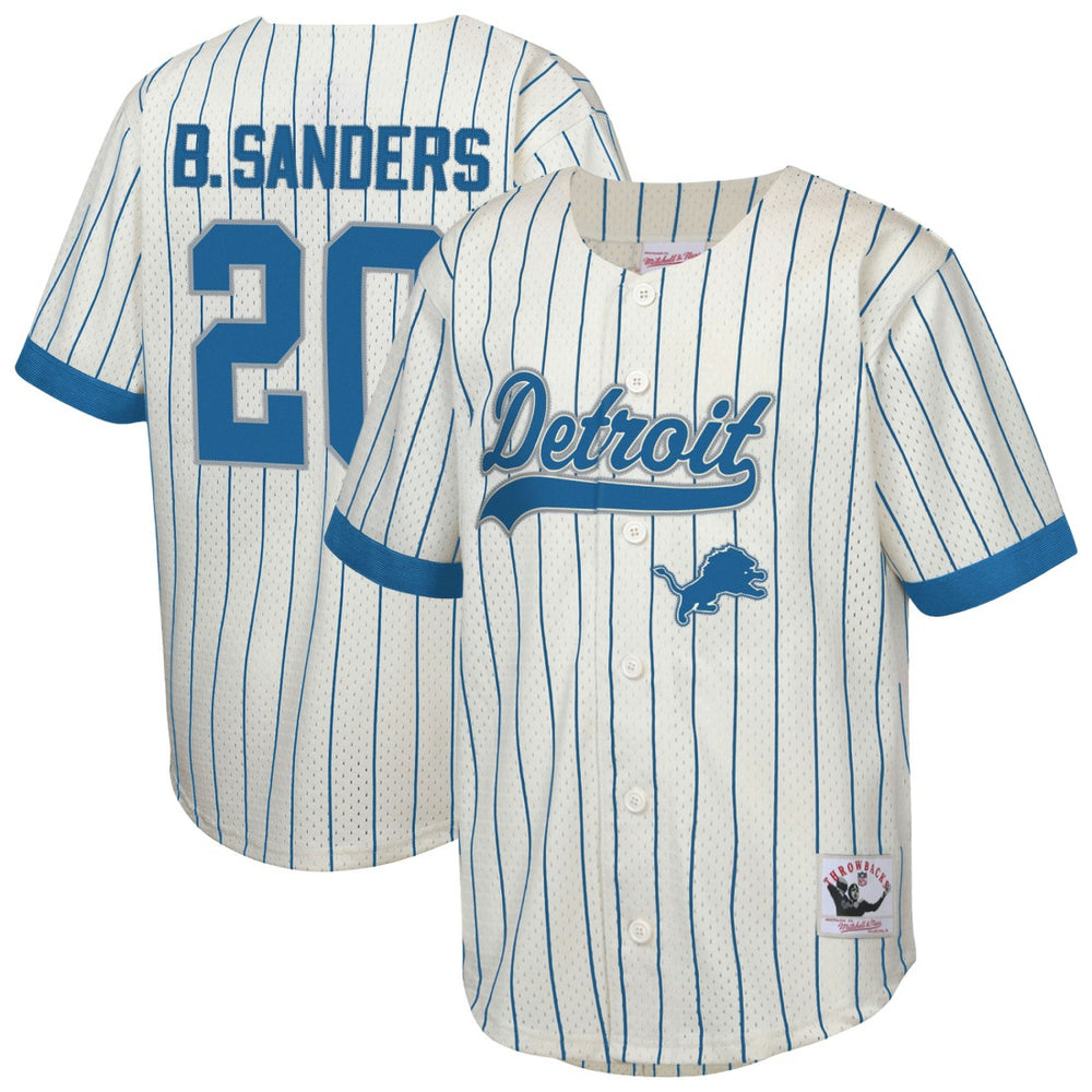 Barry Sanders Detroit Lions Youth Retired Player Name & Number Baseball Jersey - Cream Jerseys