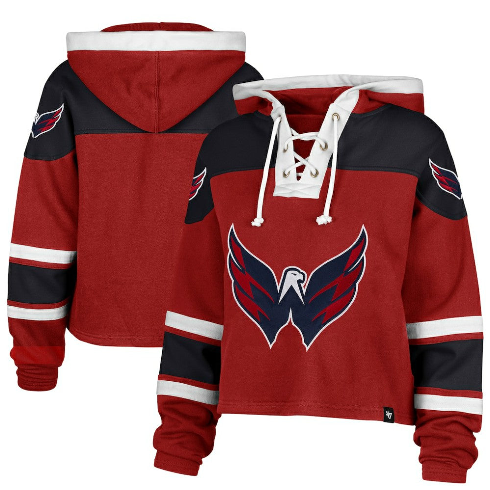 Washington Capitals '47 Women's Cropped Lacer Hoodie - Red | US 202773287
