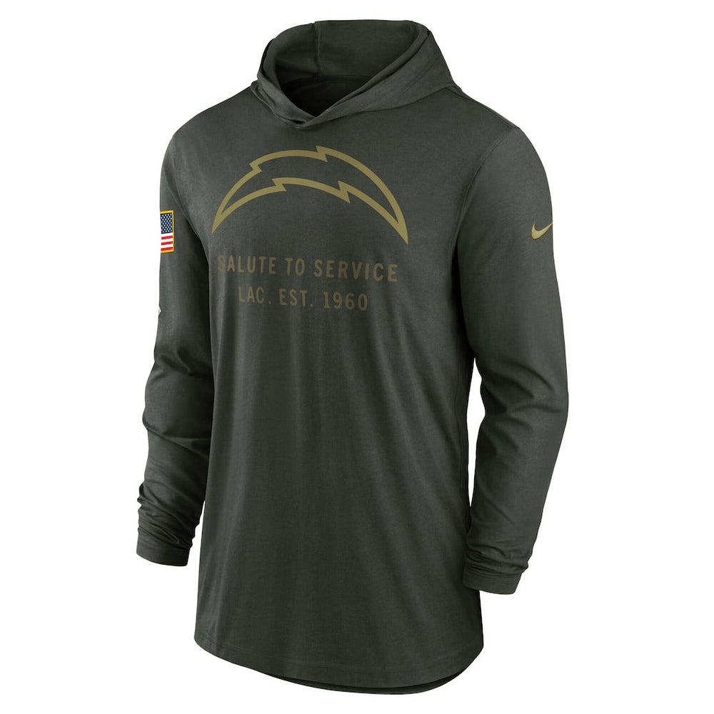 Los Angeles Chargers 2025 Salute to Service Sideline Dri-FIT Lightweight Hooded Pullover - Forest Green Pullover