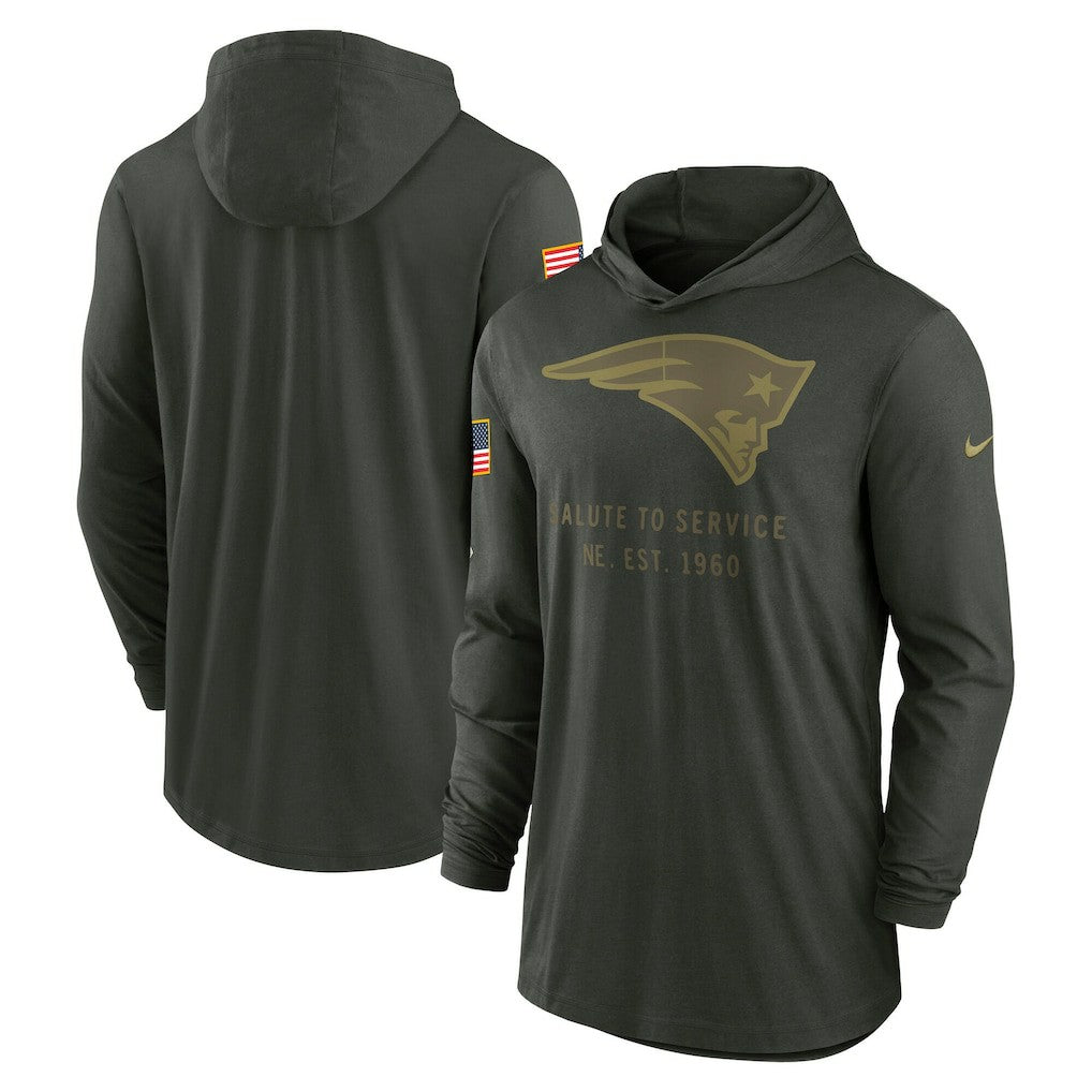 New England Patriots 2025 Salute to Service Sideline Dri-FIT Lightweight Hooded Pullover - Forest Green Pullover