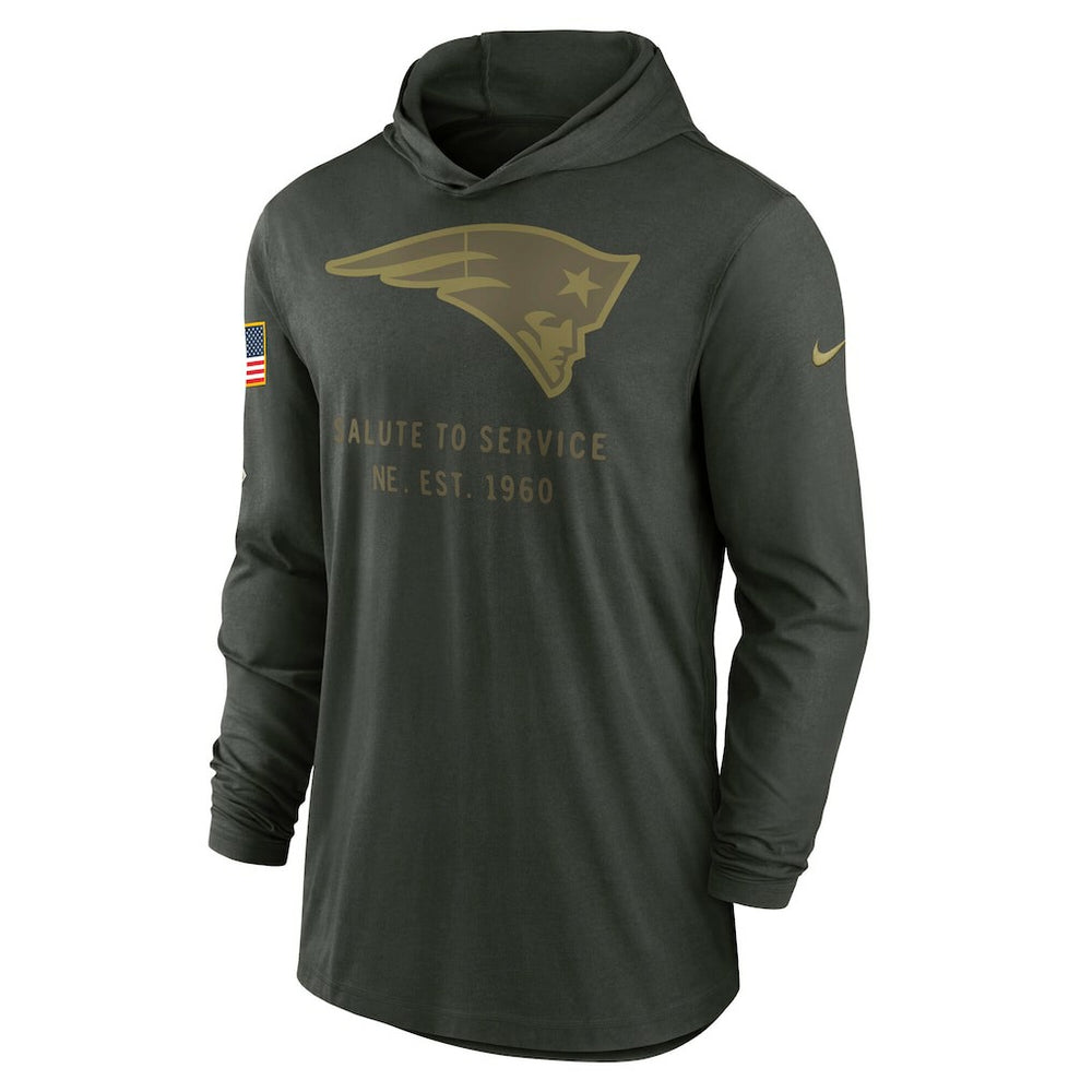 New England Patriots 2025 Salute to Service Sideline Dri-FIT Lightweight Hooded Pullover - Forest Green Pullover