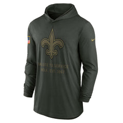 New Orleans Saints 2025 Salute to Service Sideline Dri-FIT Lightweight Hooded Pullover - Forest Green Pullover