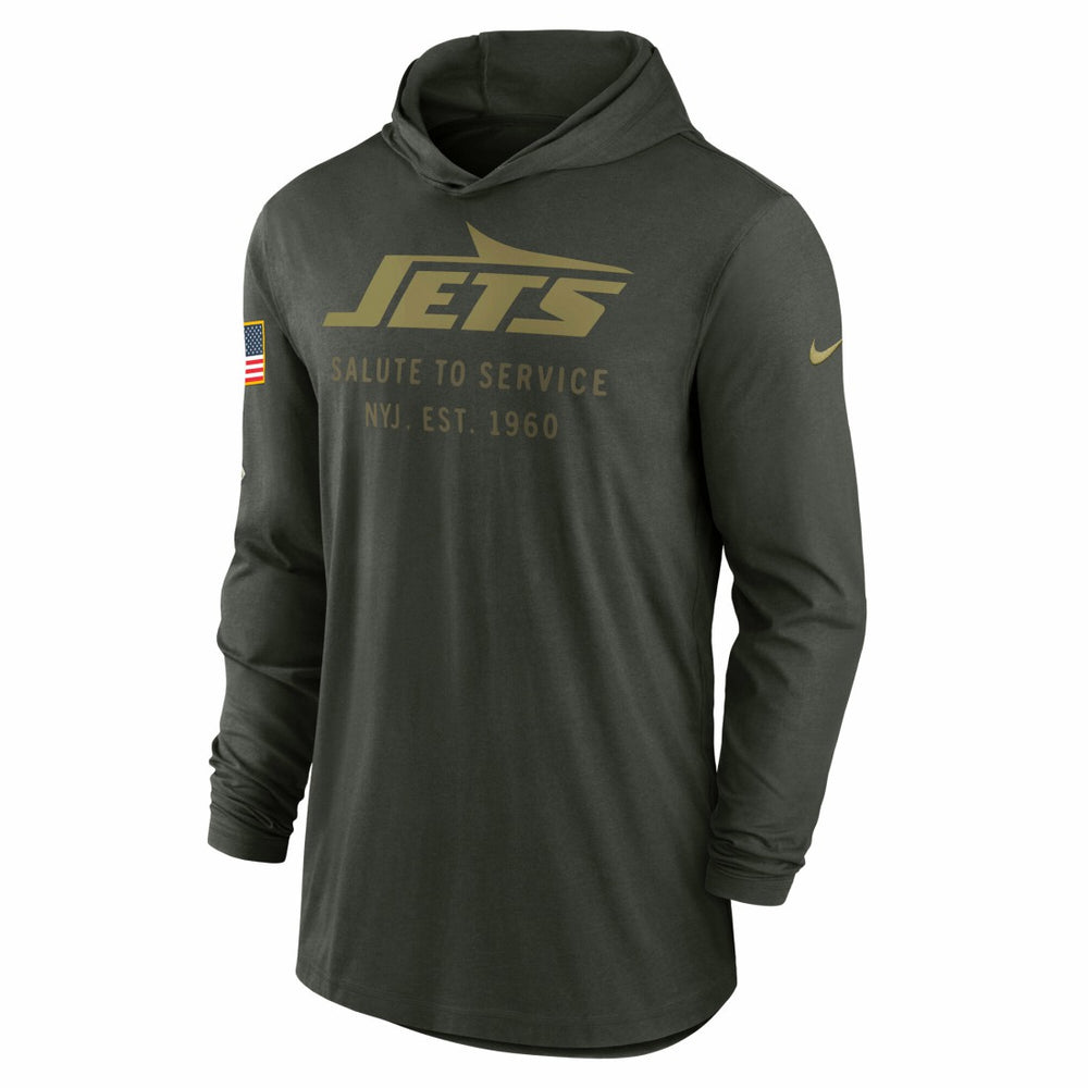 New York Jets 2025 Salute to Service Sideline Dri-FIT Lightweight Hooded Pullover - Forest Green Pullover