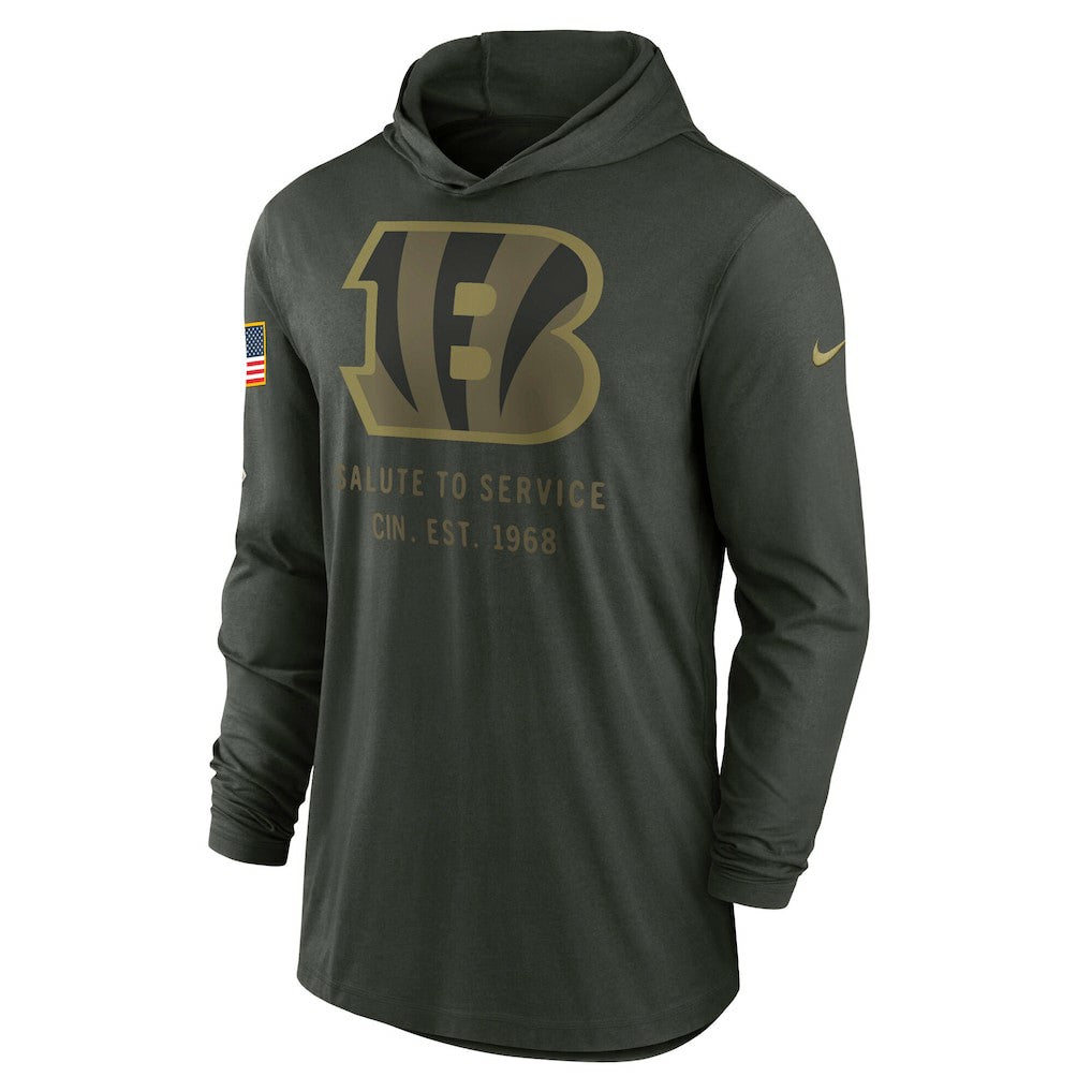 Cincinnati Bengals 2025 Salute to Service Sideline Dri-FIT Lightweight Hooded Pullover - Forest Green Pullover