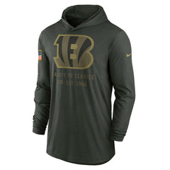 Cincinnati Bengals 2025 Salute to Service Sideline Dri-FIT Lightweight Hooded Pullover - Forest Green Pullover
