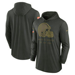 Cleveland Browns 2025 Salute to Service Sideline Dri-FIT Lightweight Hooded Pullover - Forest Green Pullover