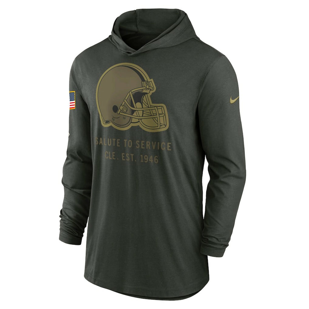 Cleveland Browns 2025 Salute to Service Sideline Dri-FIT Lightweight Hooded Pullover - Forest Green Pullover