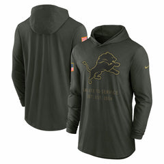 Detroit Lions 2025 Salute to Service Sideline Dri-FIT Lightweight Hooded Pullover - Forest Green Pullover