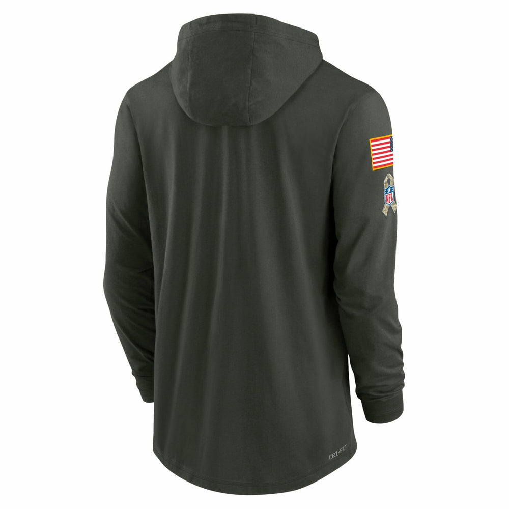 Detroit Lions 2025 Salute to Service Sideline Dri-FIT Lightweight Hooded Pullover - Forest Green Pullover