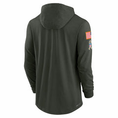 Detroit Lions 2025 Salute to Service Sideline Dri-FIT Lightweight Hooded Pullover - Forest Green Pullover