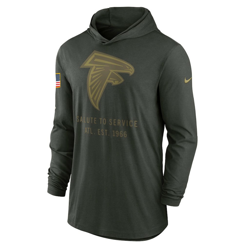 Atlanta Falcons 2025 Salute to Service Sideline Dri-FIT Lightweight Hooded Pullover - Forest Green Pullover