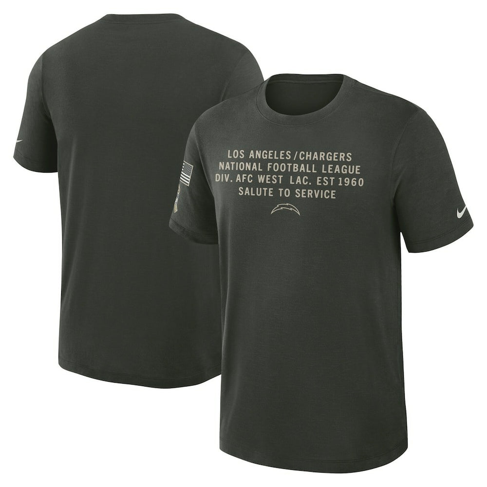 Los Angeles Chargers 2025 Salute to Service Sideline Slub Dri-FIT T-Shirt - Dark Green T-shirts