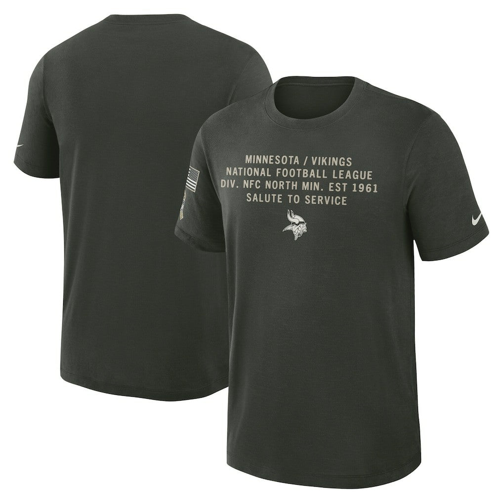 Minnesota Vikings 2025 Salute to Service Sideline Slub Dri-FIT T-Shirt - Dark Green T-shirts
