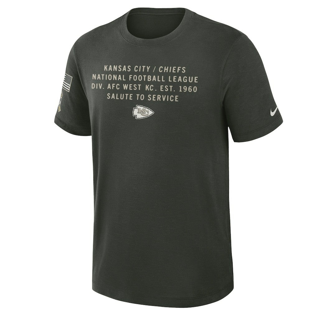 Kansas City Chiefs 2025 Salute to Service Sideline Slub Dri-FIT T-Shirt - Dark Green T-shirts