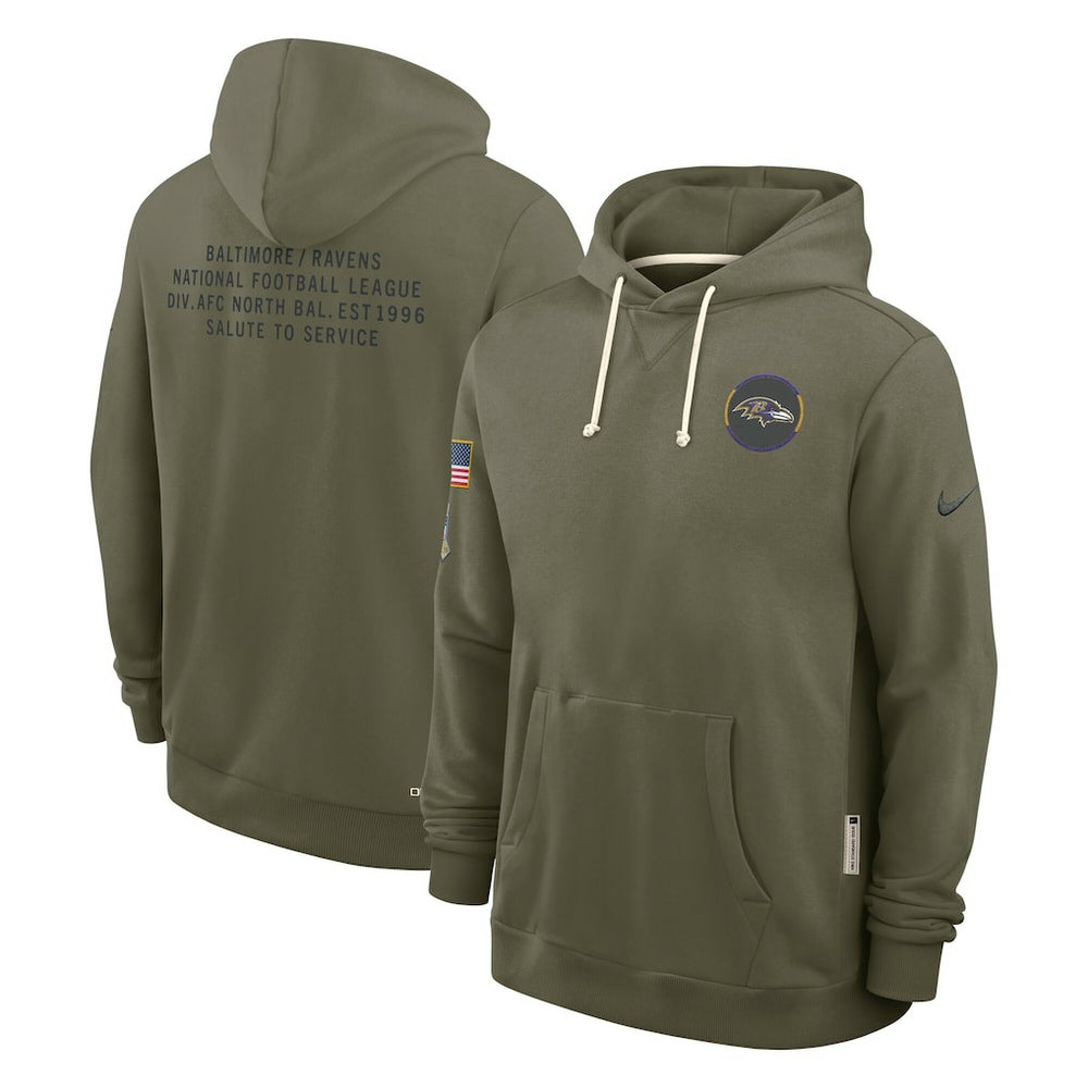 Baltimore Ravens 2025 Salute to Service Sideline Standard Issue Dri-FIT Hoodie - Olive Hoodies