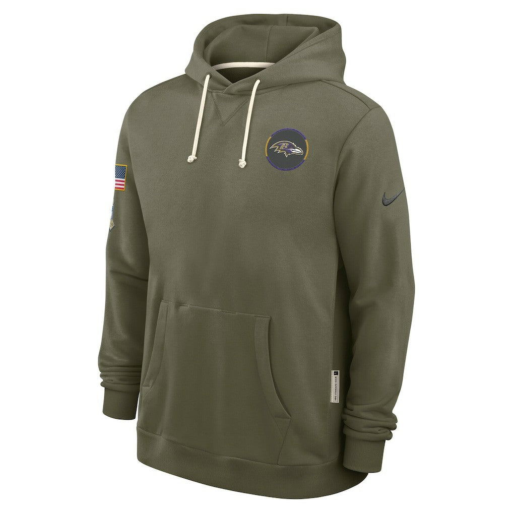 Baltimore Ravens 2025 Salute to Service Sideline Standard Issue Dri-FIT Hoodie - Olive Hoodies