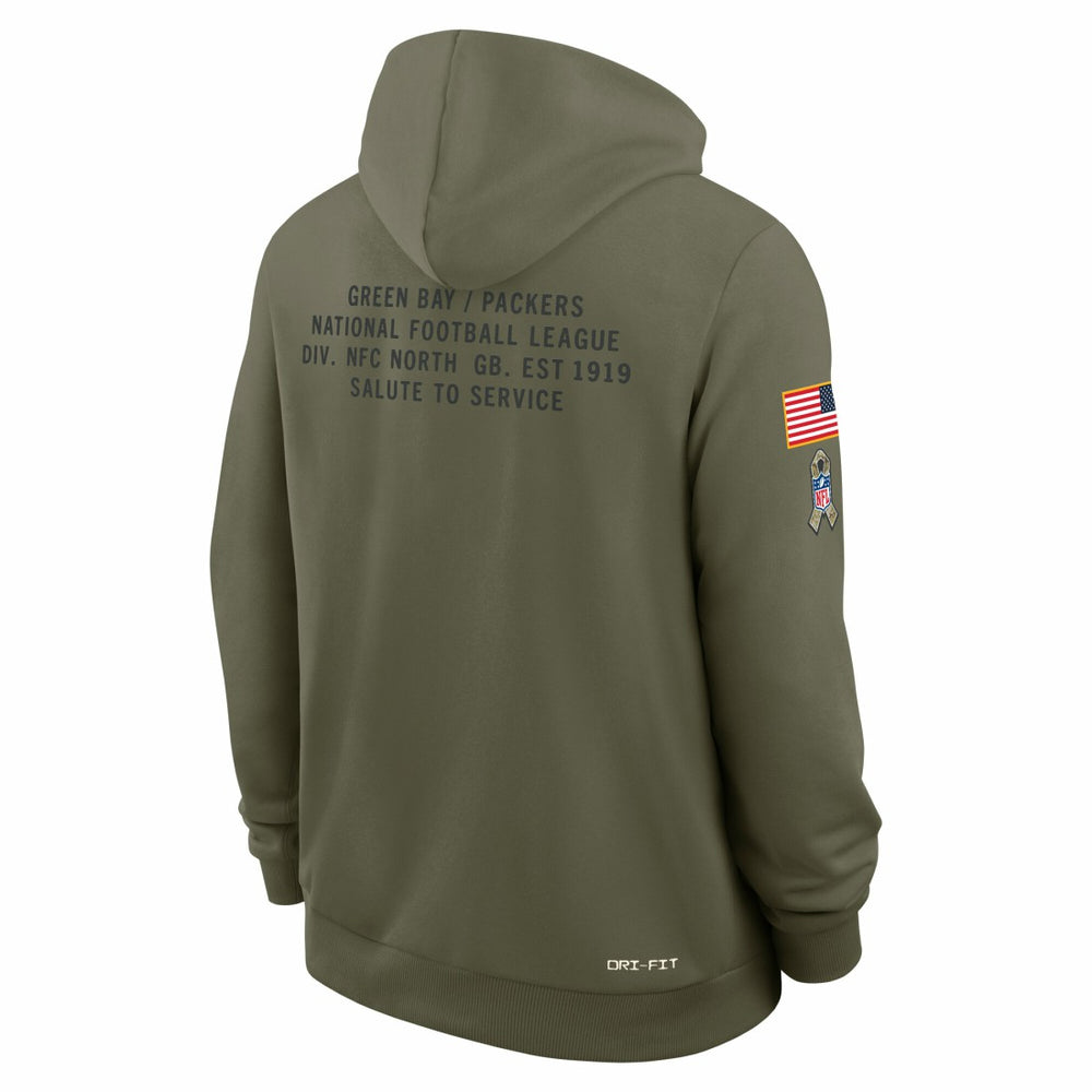Green Bay Packers 2025 Salute to Service Sideline Standard Issue Dri-FIT Hoodie - Olive Hoodies