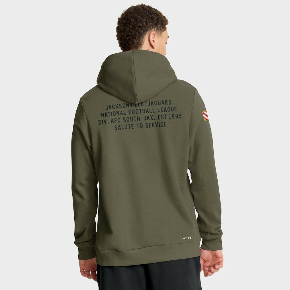 Jacksonville Jaguars 2025 Salute to Service Sideline Standard Issue Dri-FIT Hoodie - Olive Hoodies
