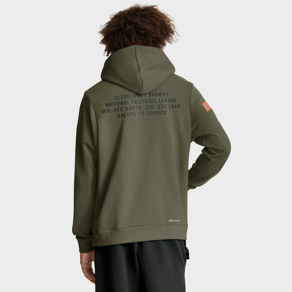 Cleveland Browns 2025 Salute to Service Sideline Standard Issue Dri-FIT Hoodie - Olive Hoodies