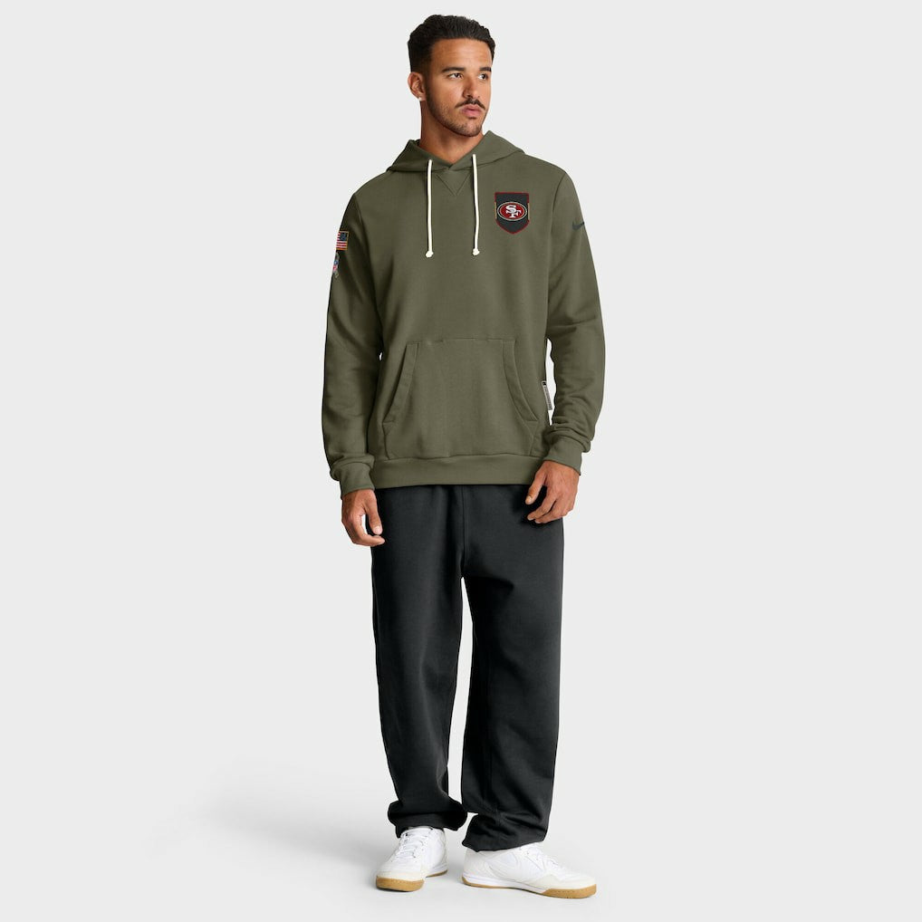 San Francisco 49ers 2025 Salute to Service Sideline Standard Issue Dri-FIT Hoodie - Olive Hoodies