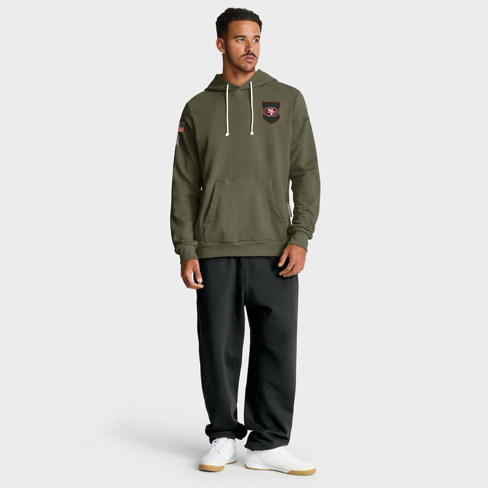 San Francisco 49ers 2025 Salute to Service Sideline Standard Issue Dri-FIT Hoodie - Olive Hoodies