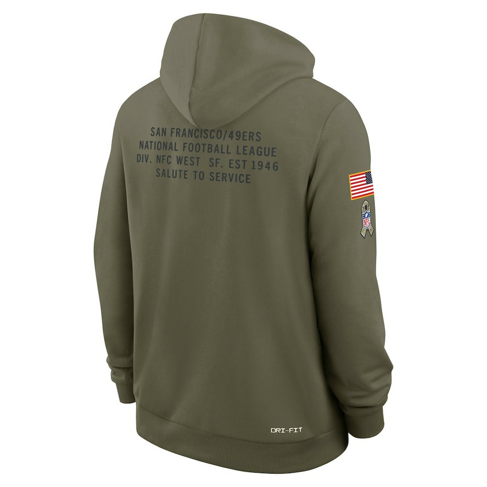 San Francisco 49ers 2025 Salute to Service Sideline Standard Issue Dri-FIT Hoodie - Olive Hoodies