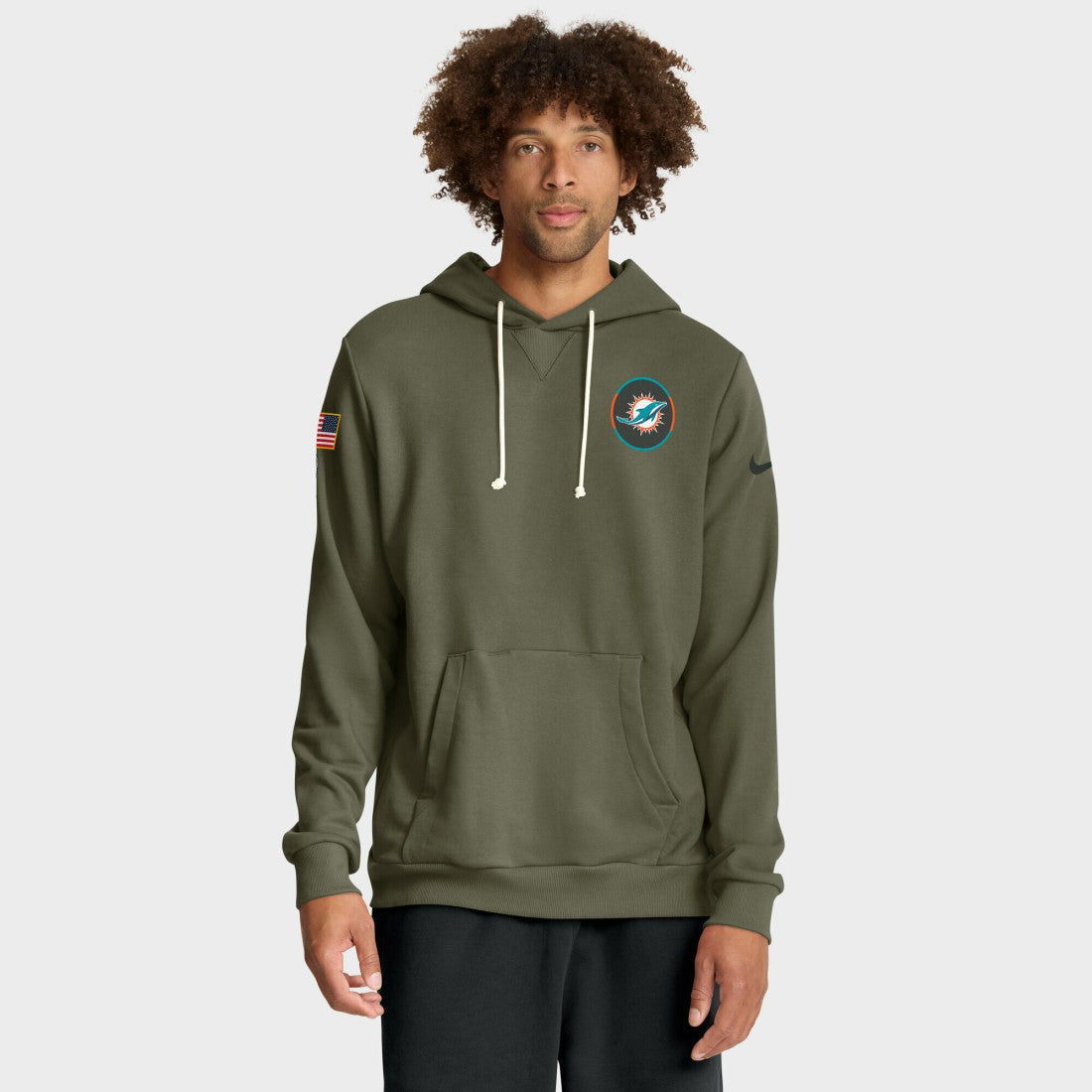 Miami Dolphins 2025 Salute to Service Sideline Standard Issue Dri-FIT Hoodie - Olive Hoodies