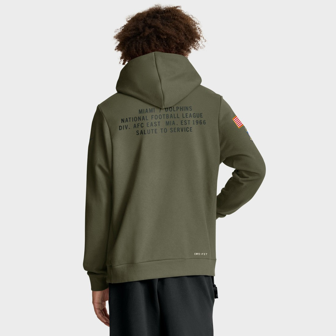 Miami Dolphins 2025 Salute to Service Sideline Standard Issue Dri-FIT Hoodie - Olive Hoodies
