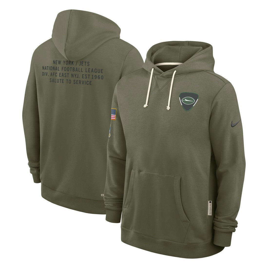 New York Jets 2025 Salute to Service Sideline Standard Issue Dri-FIT Hoodie - Olive Hoodies