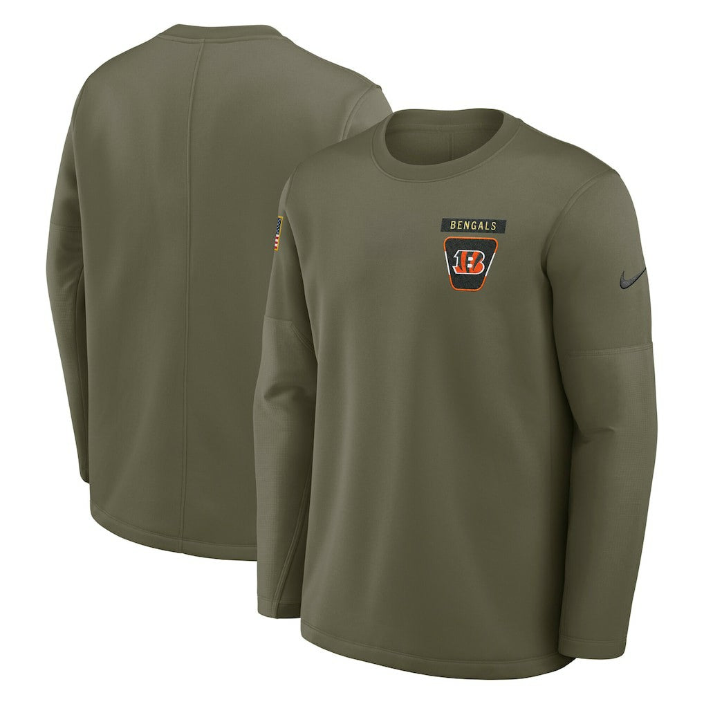 Cincinnati Bengals 2025 Salute to Service Sideline Coaches Therma-FIT Long Sleeve Shirt - Olive