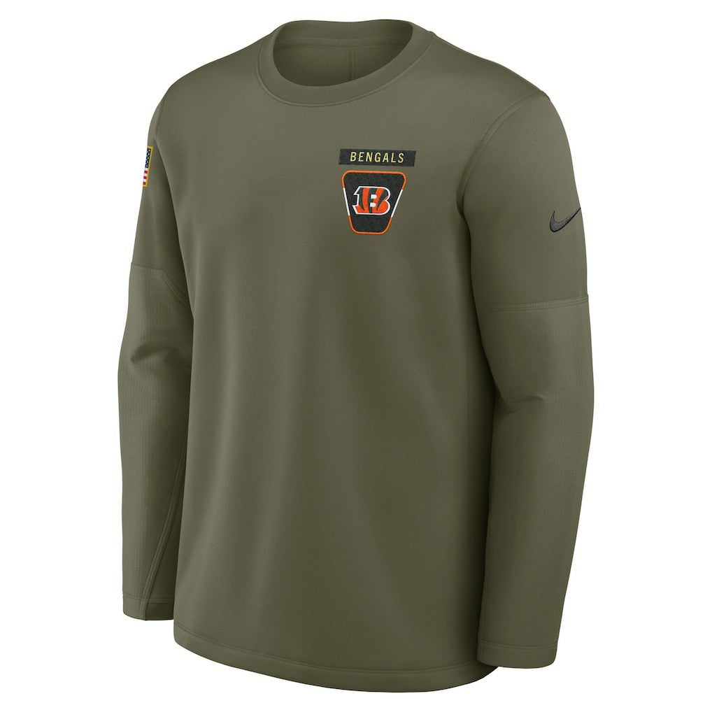 Cincinnati Bengals 2025 Salute to Service Sideline Coaches Therma-FIT Long Sleeve Shirt - Olive
