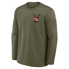 Cleveland Browns 2025 Salute to Service Sideline Coaches Therma-FIT Long Sleeve Shirt - Olive