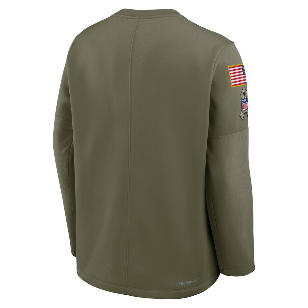 Cleveland Browns 2025 Salute to Service Sideline Coaches Therma-FIT Long Sleeve Shirt - Olive
