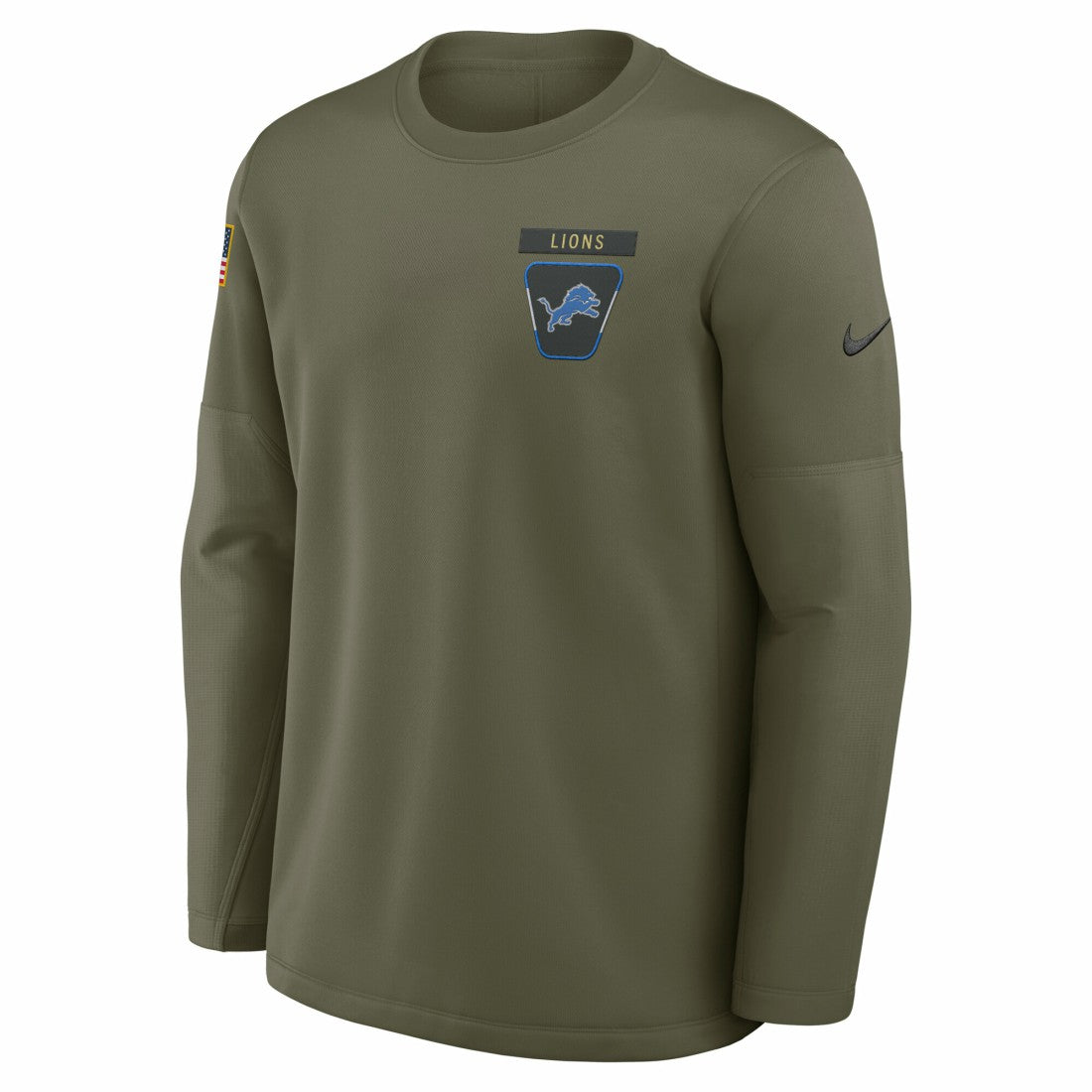 Detroit Lions 2025 Salute to Service Sideline Coaches Therma-FIT Long Sleeve Shirt - Olive