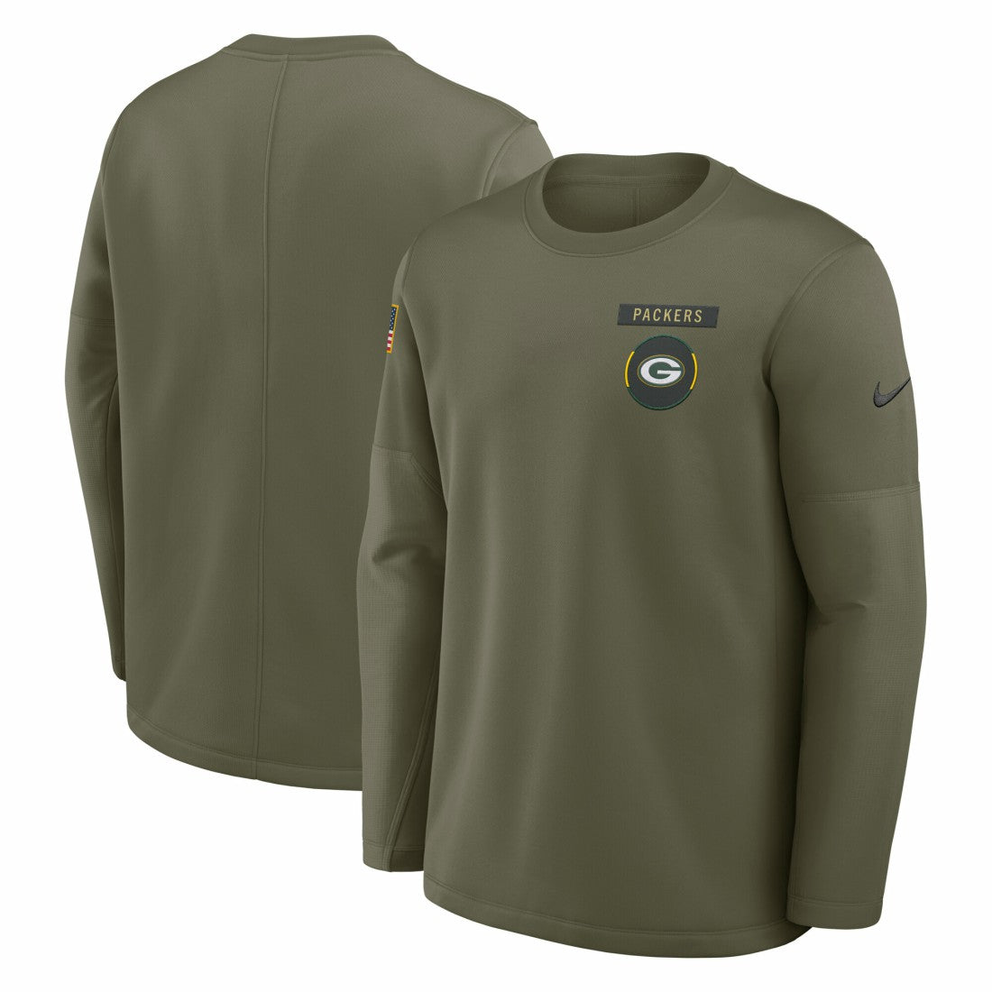 Green Bay Packers 2025 Salute to Service Sideline Coaches Therma-FIT Long Sleeve Shirt - Olive