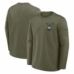 Green Bay Packers 2025 Salute to Service Sideline Coaches Therma-FIT Long Sleeve Shirt - Olive
