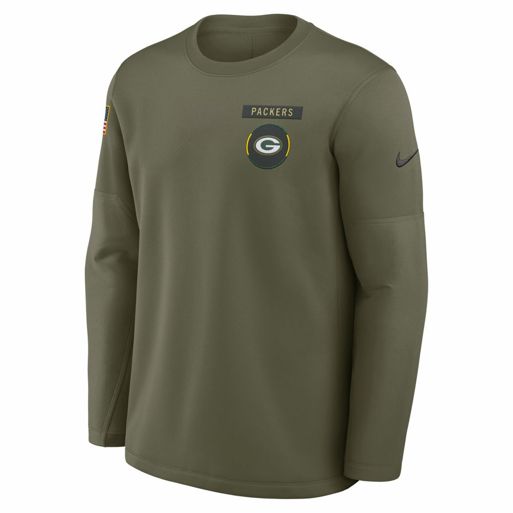 Green Bay Packers 2025 Salute to Service Sideline Coaches Therma-FIT Long Sleeve Shirt - Olive