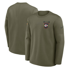 Kansas City Chiefs 2025 Salute to Service Sideline Coaches Therma-FIT Long Sleeve Shirt - Olive
