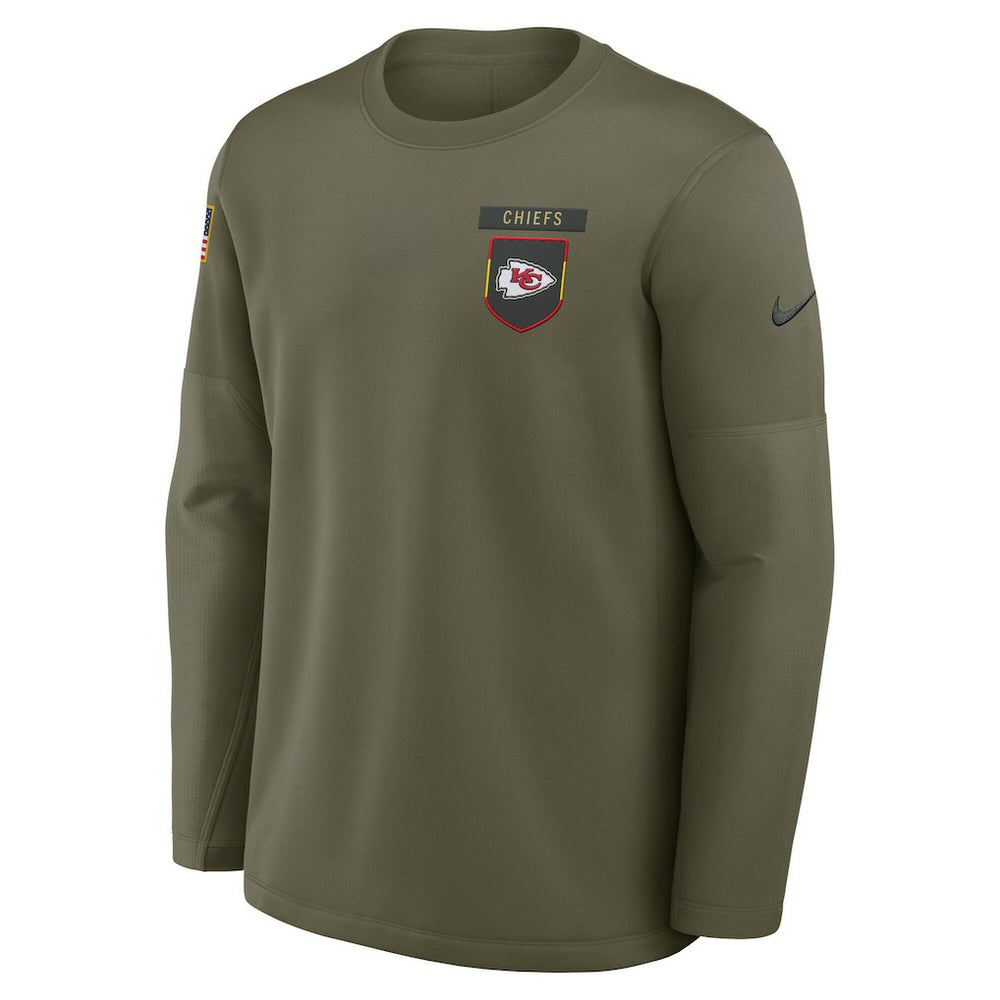 Kansas City Chiefs 2025 Salute to Service Sideline Coaches Therma-FIT Long Sleeve Shirt - Olive