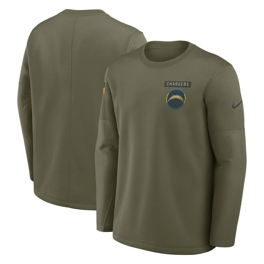 Los Angeles Chargers 2025 Salute to Service Sideline Coaches Therma-FIT Long Sleeve Shirt - Olive