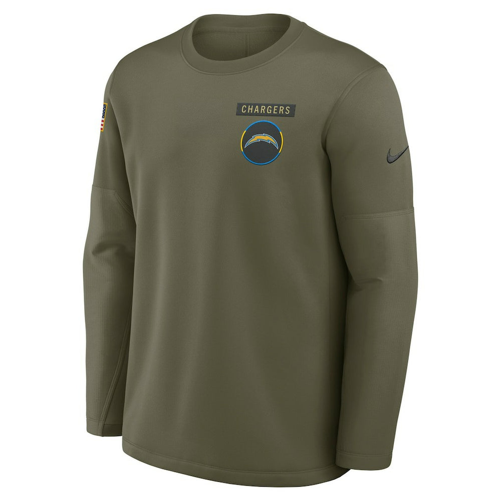 Los Angeles Chargers 2025 Salute to Service Sideline Coaches Therma-FIT Long Sleeve Shirt - Olive