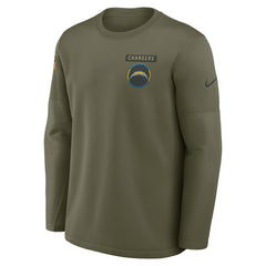Los Angeles Chargers 2025 Salute to Service Sideline Coaches Therma-FIT Long Sleeve Shirt - Olive