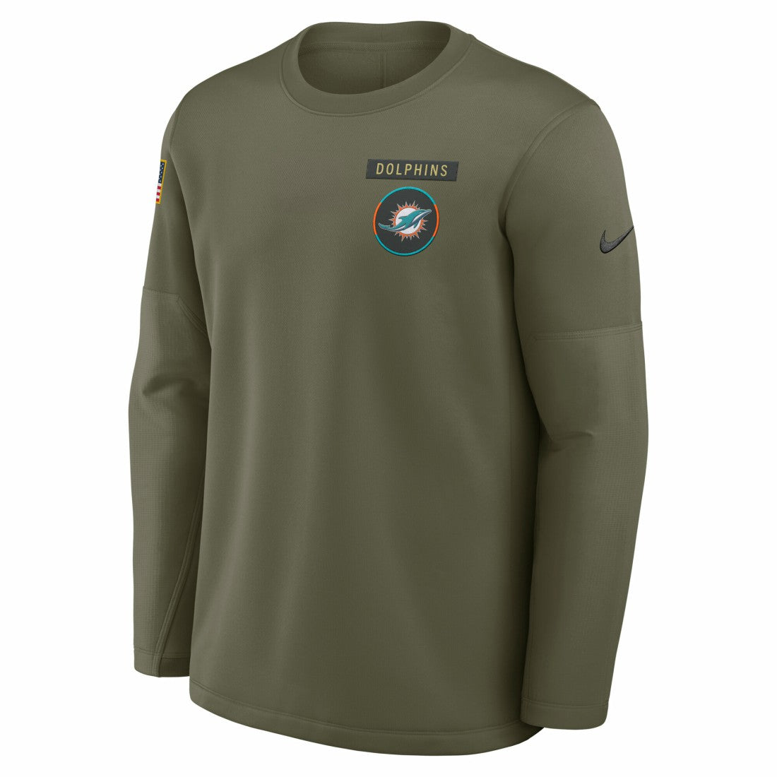 Miami Dolphins 2025 Salute to Service Sideline Coaches Therma-FIT Long Sleeve Shirt - Olive