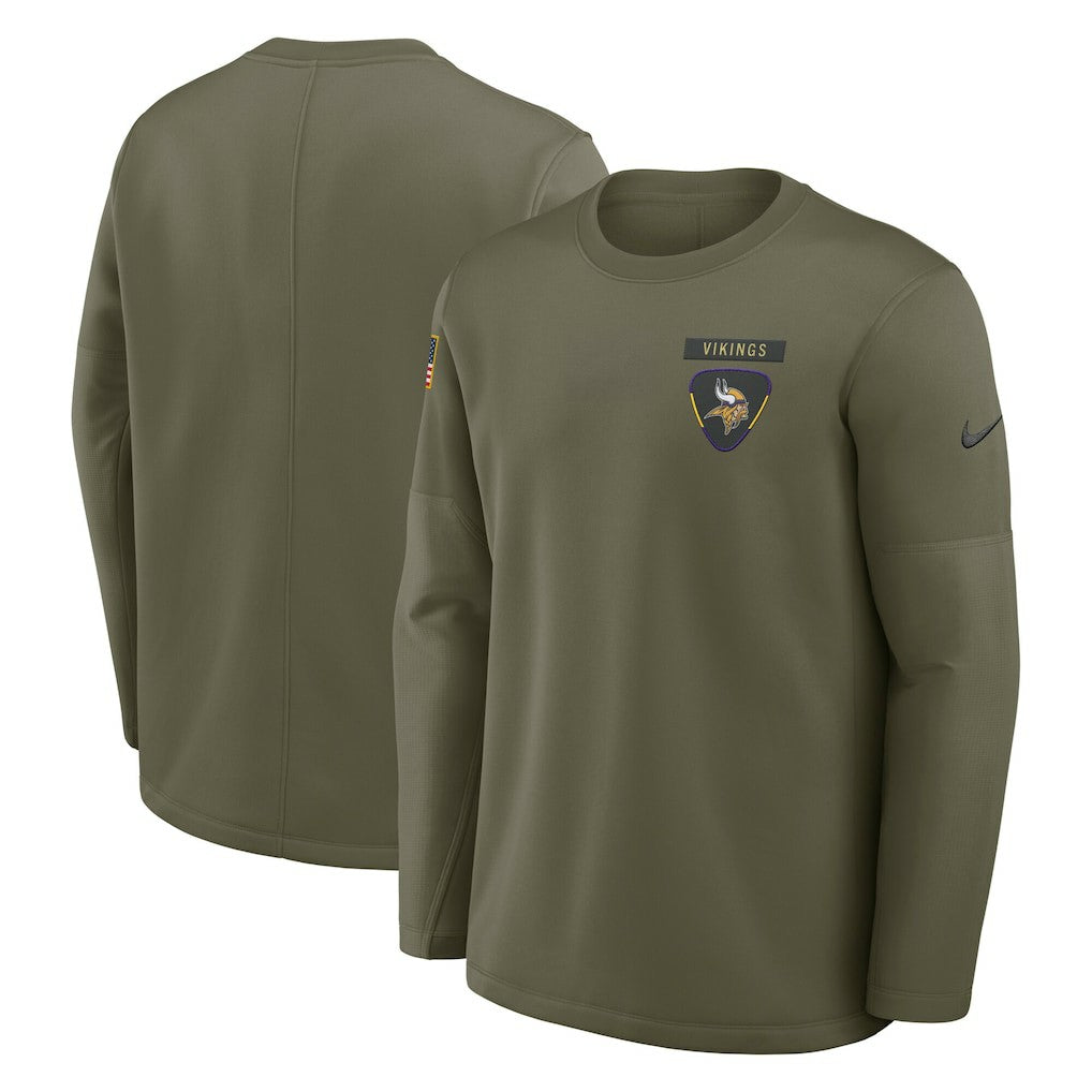 Minnesota Vikings 2025 Salute to Service Sideline Coaches Therma-FIT Long Sleeve Shirt - Olive