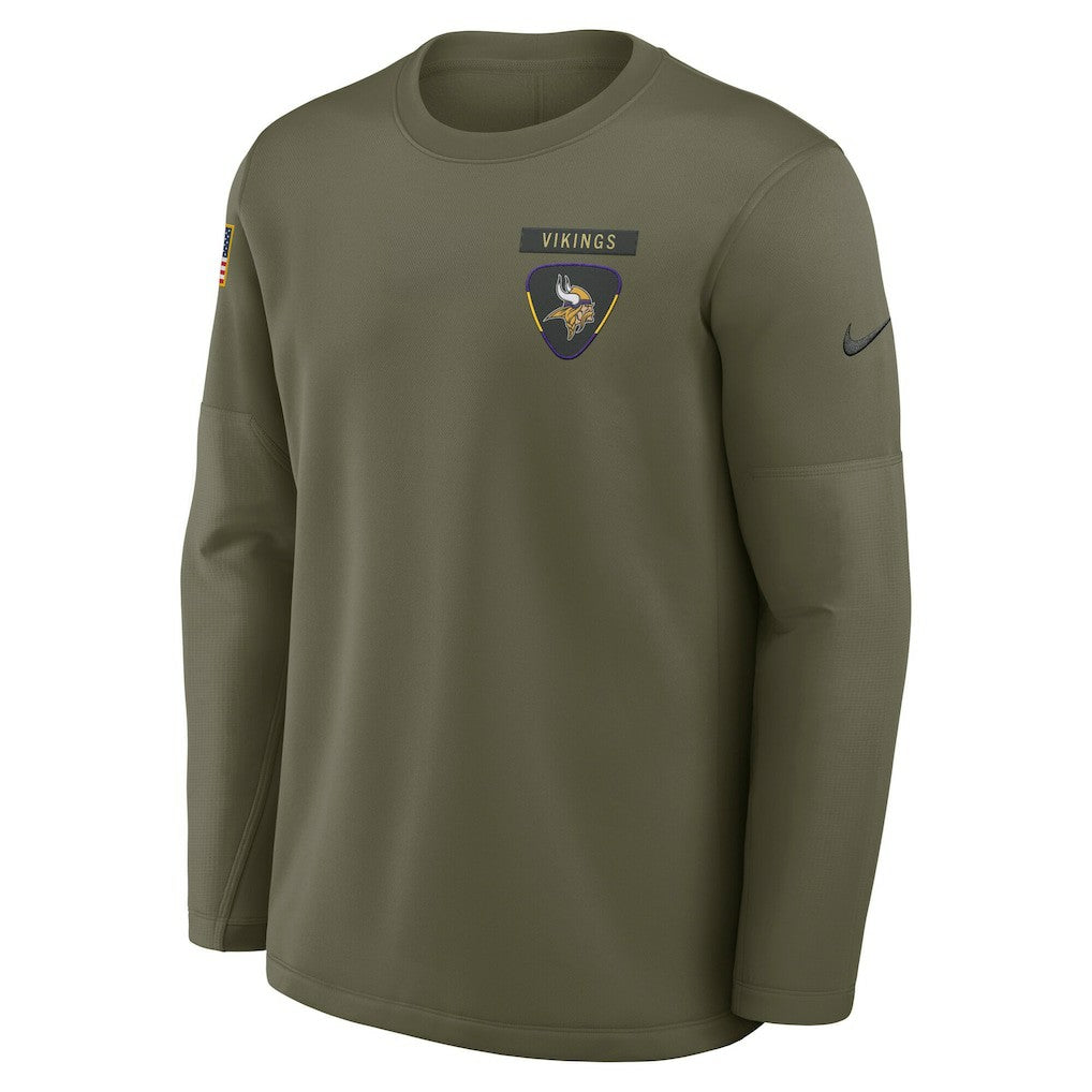 Minnesota Vikings 2025 Salute to Service Sideline Coaches Therma-FIT Long Sleeve Shirt - Olive